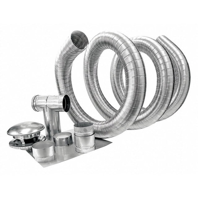 Ameri-Vent Doublure de Cheminée, 4 Pouces x 35 Pi, Aluminium