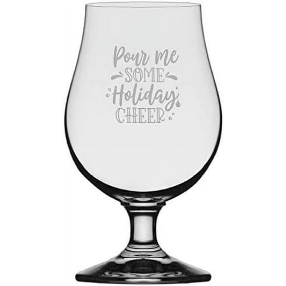 Pour Me Some Holiday Cheer Merry Christmas Etched 13.25oz Iona Beer Glass