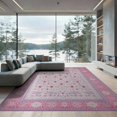 thumbnail image 2 of ODIKA 8'x10' Washable Area Rug Non-Slip Chair-Friendly Mat Pink Purple Checkered Scroll Border Boho Motifs Charm Bold Checkerboard for Dining Room, Large Office, Lounge, 2 of 7