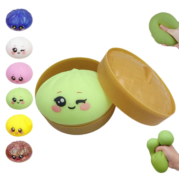 Under 5 Dumpling Squishies Mystery Dumpling Box Colorful Dumplings Stress Balls Fidget Sensory Toys Sensory Fidget Toys for Adult (Green 1PCS)