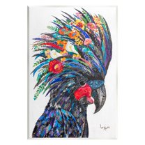 Stupell Industries Black Palm Cockatoo Bird Floral Pattern Collage Painting Unframed Art Print Wall Art, Design by Lisa Morales