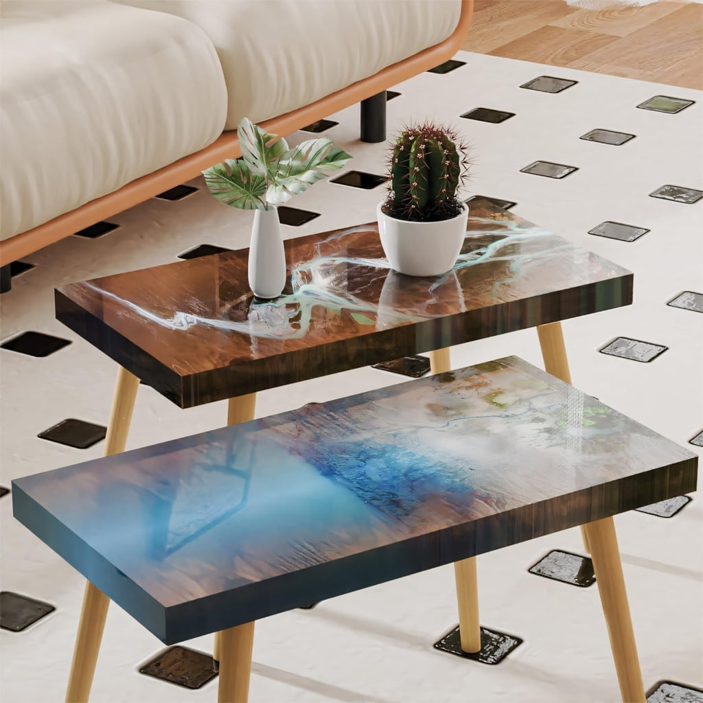 Silicone Table Mould Epoxy Resin Square Craft Set with 4 Metal Legs for Home Decoration