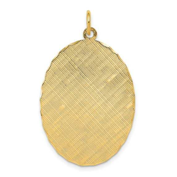14K Yellow Gold Charm Pendant 35 mm 22 Patterned .018 Gauge Engravable Oval Disc