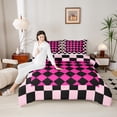 thumbnail image 4 of Manfei Female Men Minimalist Plaid Grid Bedding Comforter Set 2pcs,Vintage Aesthetic Twin Comforter Sets Microfiber,Mid Century Geometric Breathable Bedding Set,Microfiber Bedroom Decor,Reversible, 4 of 8