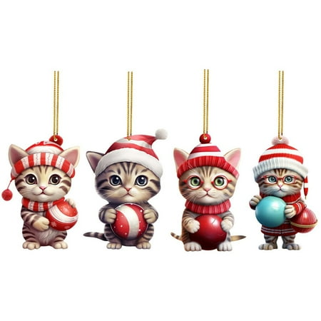 

2D Acrylic Funny Christmas Tree Ornament Cat Acrylic Ornament Acrylic Double Printing Funny Christmas Pendant Christmas White Elephant 2D Pendant 4PC Flocked Lambs Ear Garland Christmas Swinging Pig