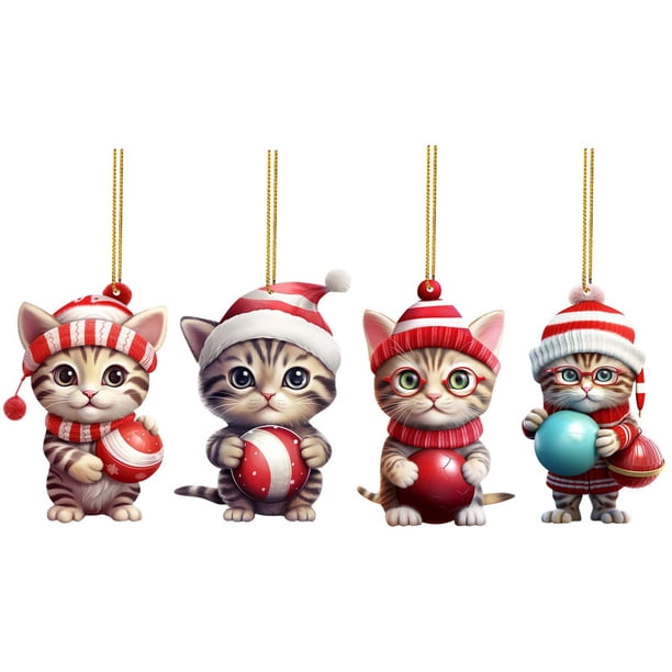 Adorno Navideño Divertido De Acrílico 2D Para Árbol De Navidad Adorno De Acrílico Con Gato Adorno De Acrílico Con Doble Impresión Colgante Navideño Divertido Regalo De Navidad Elefante Blanco Colgan