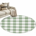 thumbnail image 2 of Sage Green Check 3.3ft Round Rug, Modern Rustic Green Buffalo Plaid Non-Skid Rubber Backing Large Area Rugs - Living Room Bedroom Home Office, Indoor Floor Mat Carpets Washable Rug, 2 of 9