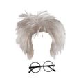 thumbnail image 4 of Peluca de anciano, disfraz de profesor viejo, peluca, cosplay, mascarada, Halloween, rol Peluca y gafas, 4 of 9
