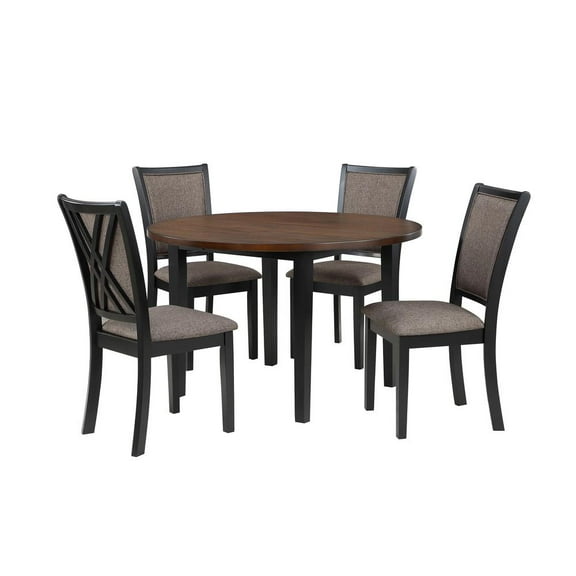 New Classic Furniture Potomac 5-Piece Round Solid Wood Dining Set in Brown/Black