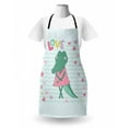 thumbnail image 3 of Gator Apron, Cartoon Female Crocodile with Polka Dotted Dress and Love Typography Hearts, Unisex Kitchen Bib with Adjustable Neck for Cooking Gardening, Adult Size, Multicolor, by Ambesonne, 3 of 4