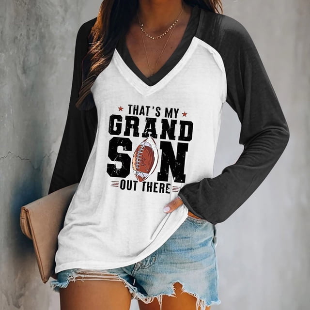 MKLEKYY Hauts de Concert pour Femmes Chandails en Molleton Légers Décontractés à Col Rond Manches Longues Imprimé Graphique de Football T-Shirt
