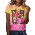 thumbnail image 7 of Xdegoge Womens Valentines Top Short Sleeve Crew Neck Pullover Cute Playful Valentine Prints Tops Casual Loose Plus Size Pullovers, 7 of 7