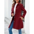 thumbnail image 3 of FUNING  Women's Elegant Single Breasted Coat Long Sleeve Mid Winter Overcoat Work Office Pea Coats, 3 of 6