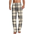 thumbnail image 2 of Ftwytp Men's Plaid Pyjama Bottoms Straight Fit Lounge Check Nightwear Trousers Elasticated Waist Drawstring Comfy Pajama Sleep Pants with Pockets, 2 of 5
