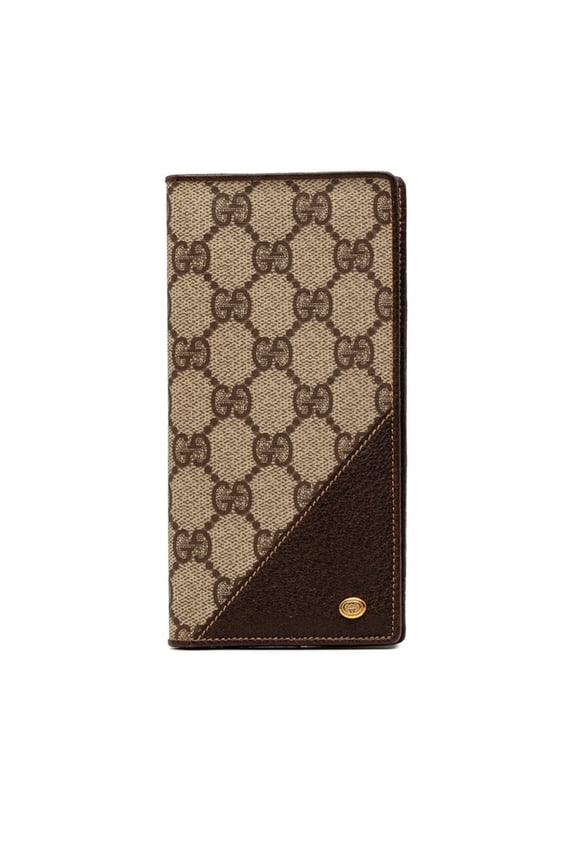 Pre-Owned Gucci GG Supreme Long Wallet, Billfold, 6403713, Beige Brown Leather, Women's, GUCCI