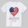 thumbnail image 4 of mgoYE 250th American Anniversary Gifts for Boys Girls USA 250th Birthday Celebration Top, Girls Boys’s 4th of July Patriotic Short Sleeve Shirt(White,5-6 Years), 4 of 5