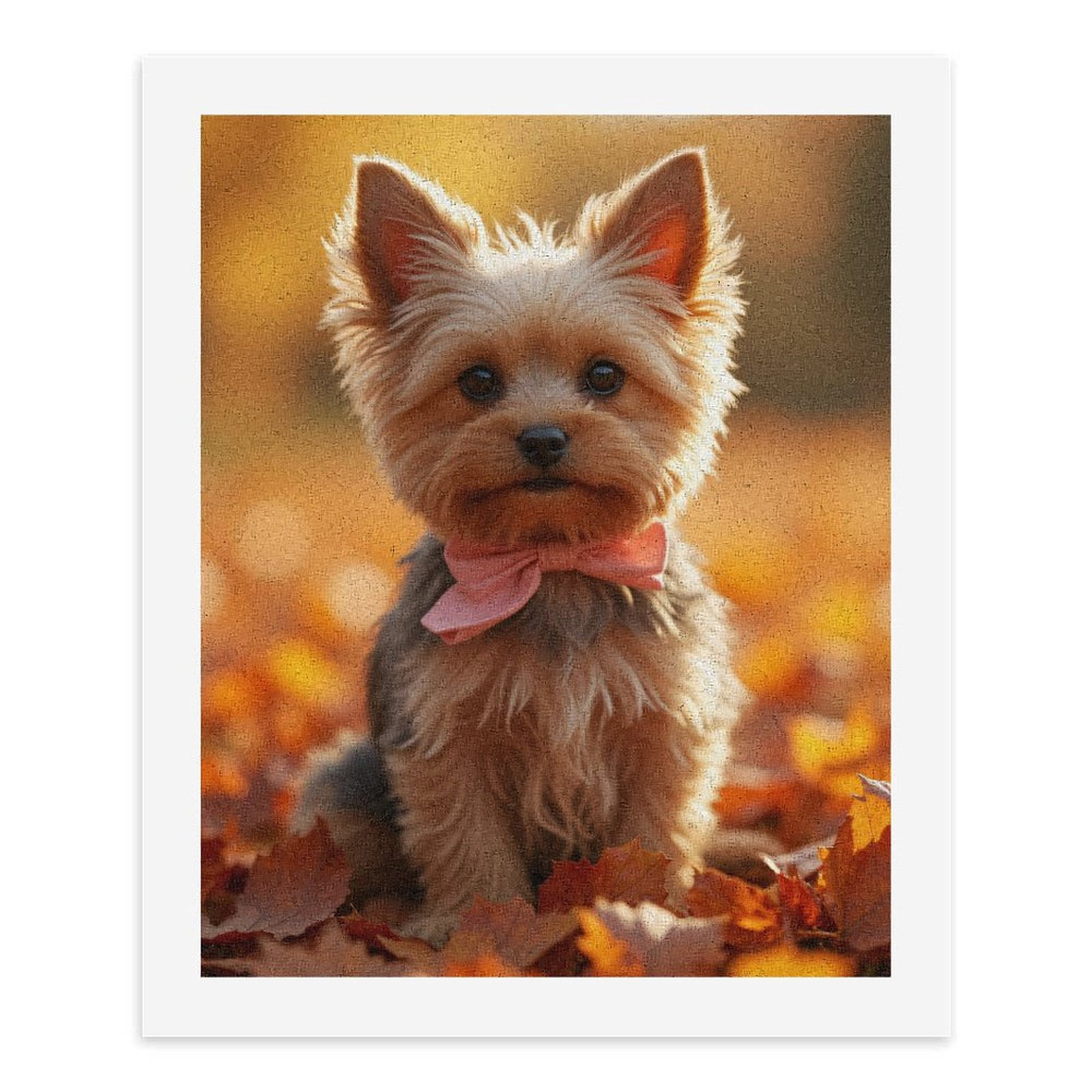Paint By Numbers Kit for Adults Beginner - Small Dog Autumn Leaves Bowtie DIY Canvas Painting Kits for Adults, Frameless Paint By Number for Adults for Home Wall Decor 16x20 Inch