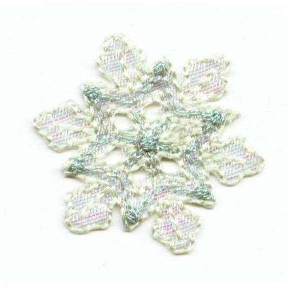 Small Green Snowflake -  Shimmery/Iridescent - Iron on Applique/Embroidered Patch