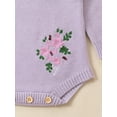 thumbnail image 6 of Bslissey Baby Girls Casual Sweater Romper 3M 6M 12M 18M 24M Long Sleeve Floral Embroidery Knit Jumpsuit Newborn Infant Cute Bodysuit Knitwear Daily Clothes, 6 of 8