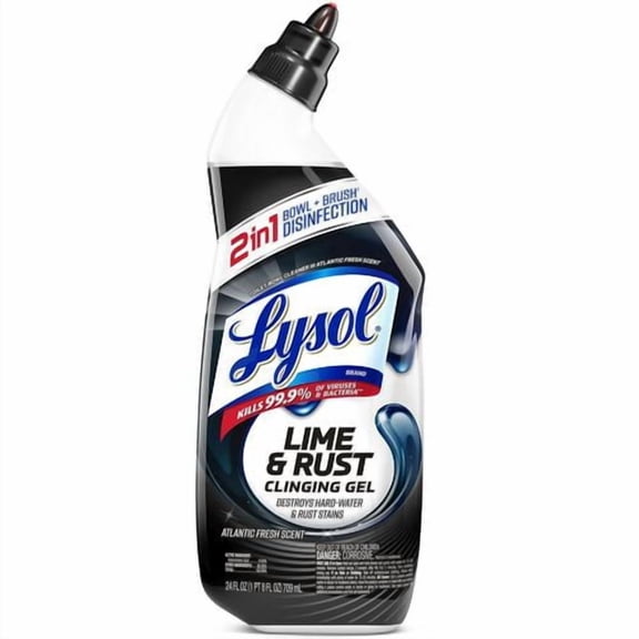 Lysol Toilet Bowl Cleaner Gel, Disinfecting Bathroom Cleaner and Toilet Bowl Stain Remover, Lime and Rust 24 fl oz | 2-Pack (2 Total)