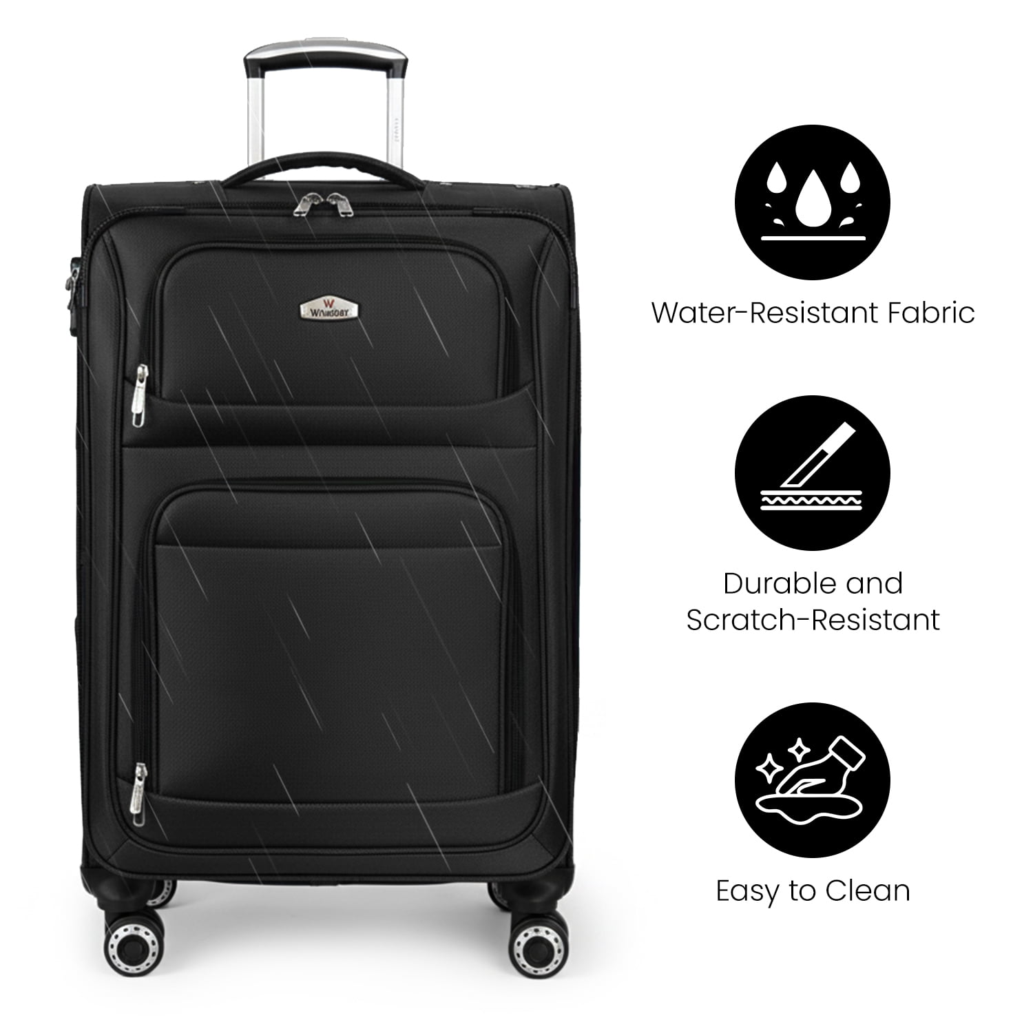 30" Softside Large Checked Luggage Lightweight Expandable Suitcase with Spinner Wheels & TSA Lock,Black - WD1622