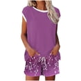 thumbnail image 3 of TaTaai Women's Random Print Lounge Set 2025 Summer Short Sleeve Round Neck Top and Shorts with Pockets Tie Side Casual Home Daily Gift, 3 of 6