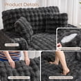 thumbnail image 5 of Faux Fur Oversized and Upholstered Chaise Lounge Loveseat Sleeper Sofa with Wood Frame and 2 Pillows, Gray, 5 of 9
