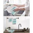 thumbnail image 5 of Turquoise Gray White Kitchen Dish Towels for Drying Dishes Set of 2, Country Abstract Ombre Mottled Waffle Weave Microfiber Hand Tea Bathroom Towels Quick Dry & Absorbent Towel 15.7x23.6, 5 of 7