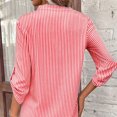 thumbnail image 5 of Jewelreauty Womens Striped 3/4 Sleeve V Neck Work Shirts Dressy Tops Casual Lightweight T-Shirts with Pocket (XL, Red), 5 of 7