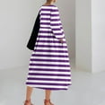 thumbnail image 5 of SCSAlgin Women's Casual Loose Midi Dresses Stripe Flowing Dress Long Sleeve Crew Neck Oversized Dress with Pockets, 5 of 5