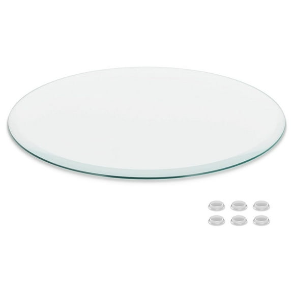 Better Bevel 36" Inch Round Glass Table Top | Tempered Glass Protector | Anti-Slip Pads/Bumpers | Coffee, Dining Table