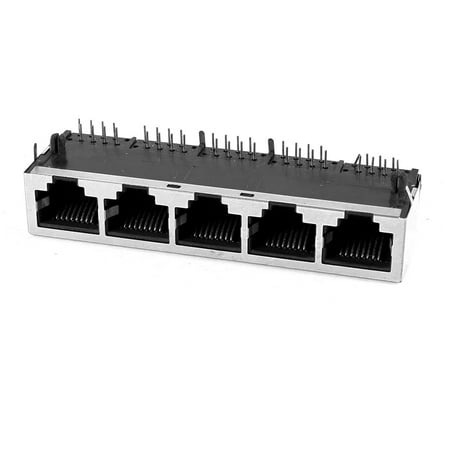 Cable Mount Jack Unique Bargains Push in Type Head 1x5 RJ45 8P8C PCB Jack Mounting LAN Network Cable Connector ()