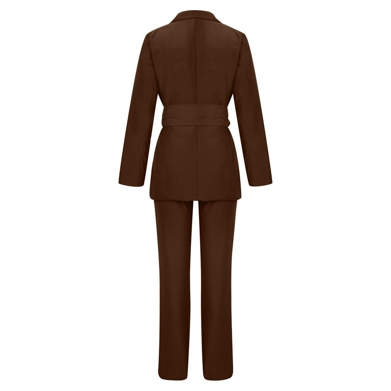 YWDJ Two Piece Outfits for Women Long Sleeve Solid Suit Pants