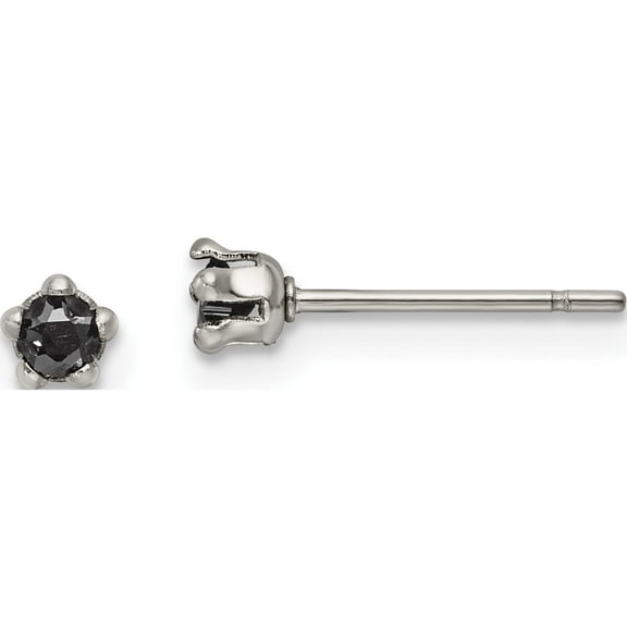 Stainless Steel Polished 3mm Black Star Cz Stud Post Earrings (3.24 X 3.33) Made In China sre1122
