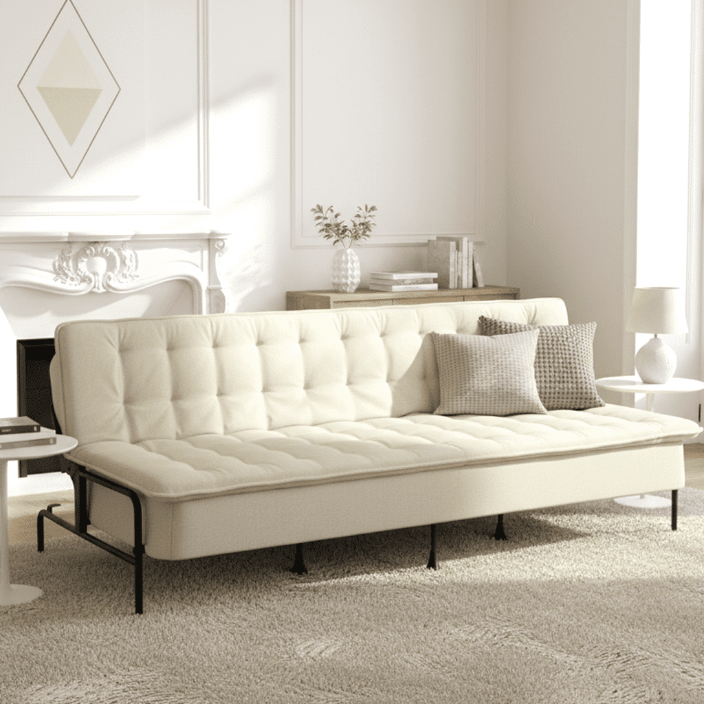 Homy Casa 3-Seat Armless Sofa Bed with Independent Spring Seat & Adjustable Backrest, 600 lbs Capacity