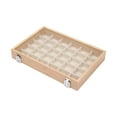 thumbnail image 5 of Segolike Jewelry Box Earring Organizer Tray Wooden Holder Girls Gifts with Cover Jewelry Tray Jewelry Organizer Tray for Home Bedroom 30 Grids Beige, 5 of 8