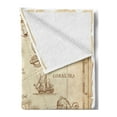 thumbnail image 2 of Island Soft Flannel Fleece Throw Blanket, Old Antique Treasure Map Details Retro Color Adventure Sailing Pirate Print, Cozy Plush for Indoor and Outdoor Use, 70" x 90", Cream, by Ambesonne, 2 of 5