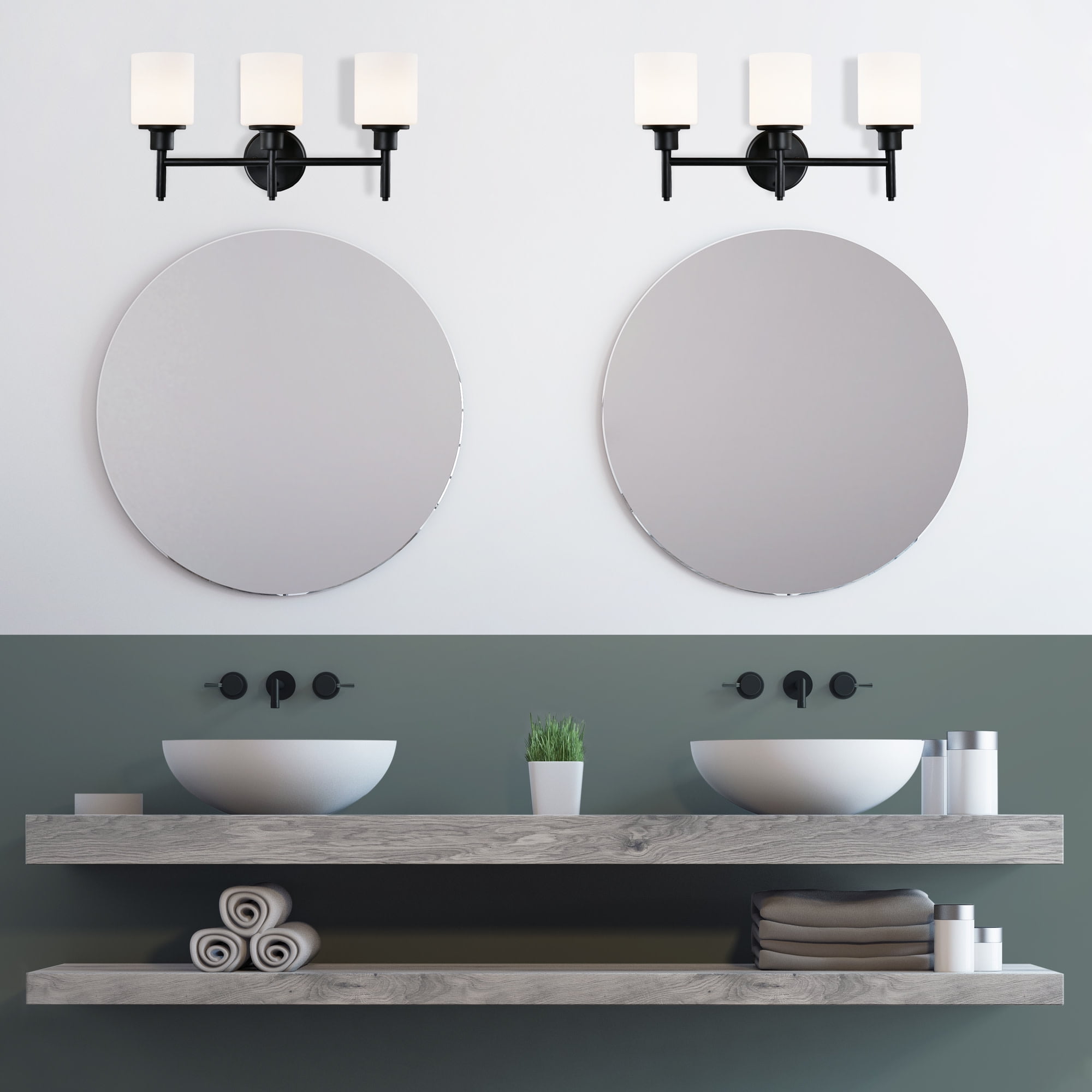 Design House Aubrey 3-Light Dimmable Indoor Bathroom Vanity Light with Frosted Glass