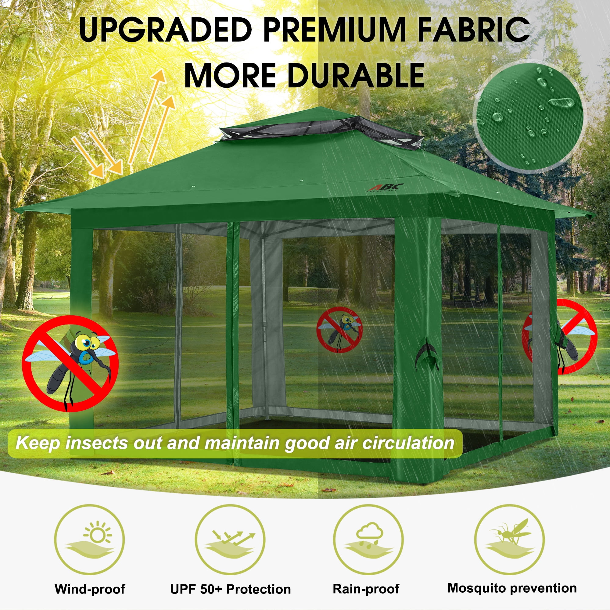 ABCCAMPING テント ABCCANOPY 13 ft. x 13 ft. Gray Pop-Up Canopy Tent Outdoor