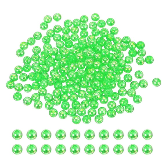 Uxcell 6mm Fishing Beads, 200 Pcs Acrylic Holographic Beads Round Fishing Bait Eggs Rig Bead Tackle Lures Accessory for Fishing Rigs Baits Lures, Light Green
