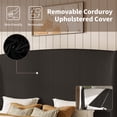 thumbnail image 3 of Hombryzy Queen Size Platform Bed Frame with 65.7" Extra Tall Upholstered Wingback Headboard, Corduroy Black, 3 of 9