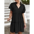 thumbnail image 4 of Mini vestido de manga corta con volantes y cuello alto para mujer Romacci Vestido, 4 of 7
