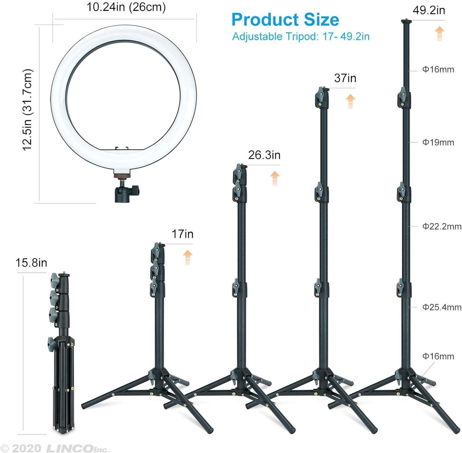 LINCO T-Shape Backdrop Stand with Green Screen & 10" Ring Light Stand Lighting Kit for TikTok