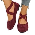 thumbnail image 5 of UDAUDU Women's Ballet Flats Cross Strap Round Toe Slip-On Comfortable Closed Toe Casual Walking Dress Shoes Everyday Wear Shoes Wine 7 Wide, 5 of 5