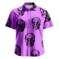 thumbnail image 6 of Halloween Mens Button Up Shirt Skull Print Turndown Collar Short Sleeve Regular Fit Men Shirts Graphic, 6 of 6
