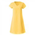 thumbnail image 3 of JUNWELL Robes d'Été pour Femmes 2023 Coton Lin Robe Décontractée Col en V Manches Courtes Ample Grande Taille, 3 of 6