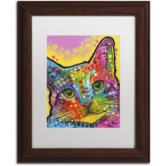 Trademark Fine Art "Tilt Cat" Canvas Art by Dean Russo, White Matte, Wood Frame