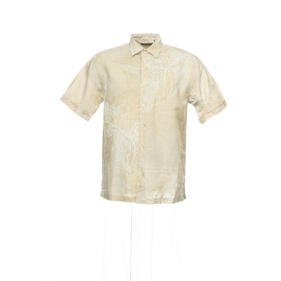 Cubavera Beige Floral Camp Shirt , Size Small
