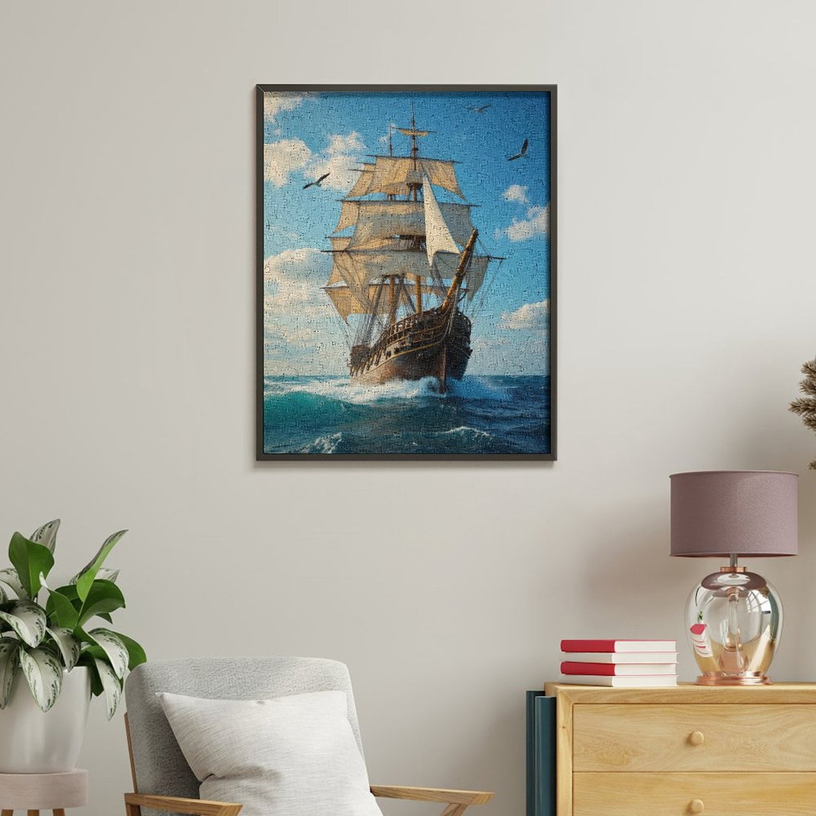 Paint by Numbers Kit for Adults, Sailing Ship Ocean Adventure Paint by Numbers, Easy Paint by Numbers Kit for Adults Beginner, DIY Adult Paint by Number Kits on Canvas, 12x16in Home Decor