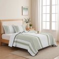 thumbnail image 5 of Quilts Twin XL Size, Sage Green Striped Soft Comforter Bedding Set for Bed, Farmhouse Thin Vertical Stripes Modern Lightweight Quilted Bedspread with Pillow Cover(2 Pieces) for All Season, 68x98 Inch, 5 of 9